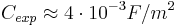 C_{exp} \approx 4\cdot 10^{-3} F/m^2 \ 