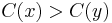 \displaystyle C(x) > C(y)