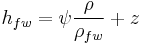 h_{fw} = \psi \frac{\rho}{\rho_{fw}} %2B z