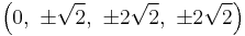 \left(0,\ \pm\sqrt{2},\ \pm2\sqrt{2},\ \pm2\sqrt{2}\right)