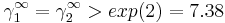  \gamma_1^\infty = \gamma_2^\infty>exp(2)=7.38