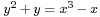 \scriptstyle y^2 \,%2B\, y \;=\; x^3 \,-\, x