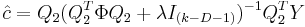 
	\hat{c} = Q_2(Q_2^T\Phi Q_2 %2B \lambda I_{(k-D-1)})^{-1}Q_2^T Y 
