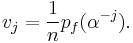 v_j = \frac{1}{n}p_f(\alpha^{-j}).