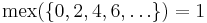 \mbox{mex}(\left \{0, 2, 4, 6, \ldots\right \}) = 1