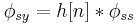 {\phi}_{sy} = h[n]*{\phi}_{ss}\,