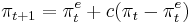  \pi_{t%2B1} = \pi_{t}^e %2B c (\pi_{t} - \pi_{t}^e) 