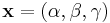 \mathbf{x} = (\alpha, \beta, \gamma)