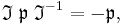   \mathfrak{I} \;\mathfrak{p}\;  \mathfrak{I}^{-1} = - \mathfrak{p}, 