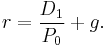 r = \frac{D_1}{P_0} %2B g.