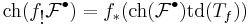  \mbox{ch}(f_{\mbox{!}}{\mathcal F}^\bull) = f_* (\mbox{ch}({\mathcal F}^\bull) \mbox{td}(T_f) )