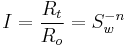 I = \frac{R_t}{R_o} = S_w^{-n}