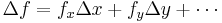 \Delta f = f_x \Delta x %2B f_y \Delta y %2B \cdots