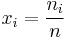 x_i = \frac{n_i}{n}