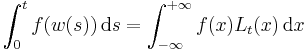  \int_0^t f(w(s)) \, \mathrm{d}s = \int_{-\infty}^{%2B\infty} f(x) L_t(x) \, \mathrm{d}x 