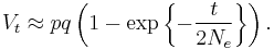 
V_t \approx pq\left(1-\exp\left\{-\frac{t}{2N_e} \right\}\right).
