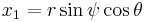 x_1 = r\sin\psi \cos\theta\ 