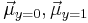  \vec \mu_{y=0}, \vec \mu_{y=1} 