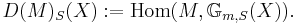 D(M)_S(X)�:= \mathrm{Hom}(M, \mathbb{G}_{m,S}(X)).