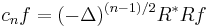 c_n f = (-\Delta)^{(n-1)/2}R^*Rf\,