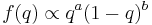 f(q) \propto q^a (1-q)^b