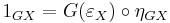 1_{GX} = G(\varepsilon_X)\circ\eta_{GX}