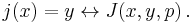 j(x)=y \leftrightarrow J(x,y,p) \,.