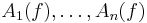 A_1(f),\ldots ,A_n(f)