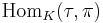  \mathrm{Hom}_K(\tau, \pi) 