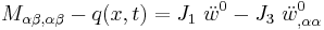 
     M_{\alpha\beta,\alpha\beta} - q(x,t)  = J_1~\ddot{w}^0 - J_3~\ddot{w}^0_{,\alpha\alpha}
