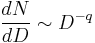  \frac{d N}{d D} \sim D^{-q}