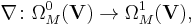 \nabla\colon \Omega^0_M(\mathbf V)\to \Omega^1_M(\mathbf V),