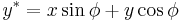  y^* = x \sin \phi %2B y \cos \phi