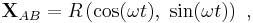 \mathbf{X}_{AB} = R \left( \cos ( \omega t) , \ \sin (\omega t) \right)  \ ,