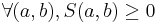 \forall (a,b), S(a,b)\geq 0