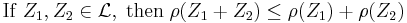 \mathrm{If}\; Z_1,Z_2 \in \mathcal{L} ,\; \mathrm{then}\; \rho(Z_1 %2B Z_2) \leq \rho(Z_1) %2B \rho(Z_2)