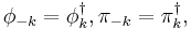 \phi_{-k} = \phi_k^\dagger, \pi_{-k} = \pi_k^\dagger,