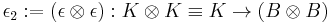 \epsilon_2�:= (\epsilon \otimes \epsilon)�: K \otimes K \equiv K \to (B \otimes B) 