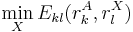 \min_{X} E_{kl}(r_{k}^{A}, r_{l}^{X})