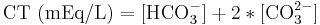  \text{CT (mEq/L)}  = [\text{HCO}_3^-] %2B 2*[\text{CO}_3^{2-}]