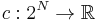  c: 2^N \to \mathbb{R} 