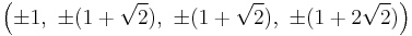 \left(\pm1,\ \pm(1%2B\sqrt{2}),\ \pm(1%2B\sqrt{2}),\ \pm(1%2B2\sqrt{2})\right)