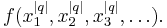 f(x_1^{|q|}, x_2^{|q|}, x_3^{|q|}, \ldots).