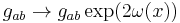 g_{ab}\rightarrow g_{ab} \exp(2\omega(x))