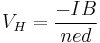 V_H = \frac{-IB}{ned}