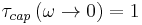 \tau_{cap}\left(\omega \rightarrow 0\right) = 1