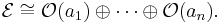  \mathcal{E}\cong\mathcal{O}(a_1)\oplus \cdots \oplus \mathcal{O}(a_n).