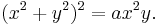 (x^2 %2B y^2)^2 = ax^2y.\,