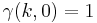 \gamma(k,0) = 1\,\!