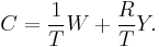 C = \frac{1}{T}W%2B \frac{R}{T}Y.